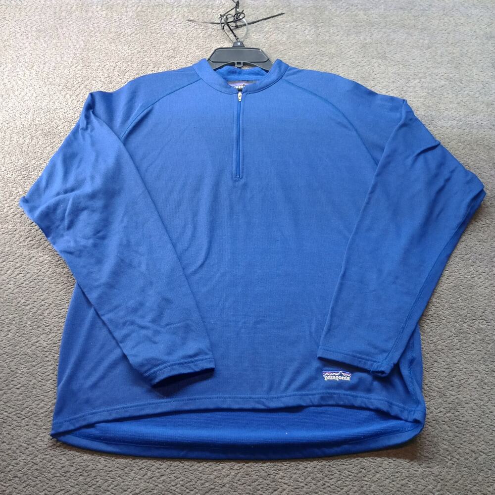 Vintage Patagonia Regulator R1 Grid Fleece Quarter Zip Blue Large USA